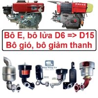 [Freeship] Bô E, bô lửa máy nổ D6 - D15 bô hút gió, xả thải, giảm thanh D7 D8 D9 D10 D12