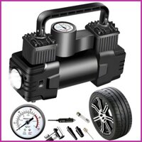 (freeship) Bơm lốp ô tô 2 xi lanh 12V điện tử, tự ngắt khi đầy công suất lớn máy bơm lốp- lamdep