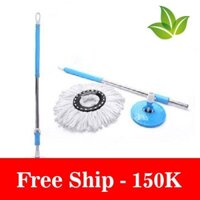 Freeship Cây lau nhà 360 độ mâm Inox Ø25- Thân cây lau nhà 360 độ + Bông lau