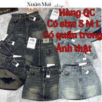 [FREESHIP] Chân váy jeans nữ form chữ A thêu nơ có túi hàng QC có quần trong đủ size S M L mặc đi chơi