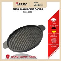 [Freeship] Chảo gang nướng BBQ Rapido size 24, 26 dùng bếp gas, hồng ngoại, bếp từ, bếp than