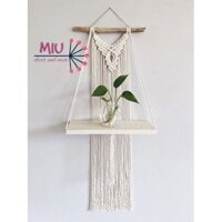 (FREESHIP- CÓ SẴN) Kệ trang trí dây treo tường tết macrame kệ gỗ decor vintage