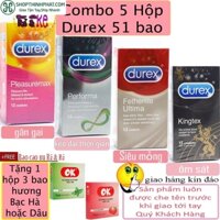 [FREE.SHIP] Combo 4 Hộp Bao Cao Su Durex 48 cái tùy chọn. Tặng kèm 1 hộp Bạc Hà hoặc Dâu 3 bao