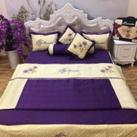 [freeship] Combo 7 Món Chăn Ga Gối Satin Cotton Hàng cao cấp Đủ Kích Thước Màu tím huế