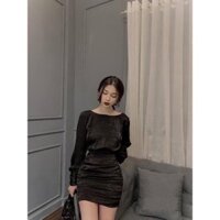 FREESHIP : Đầm body dài tay, hở lưng  thời trang, dự tiệc thiết kế sang trọng