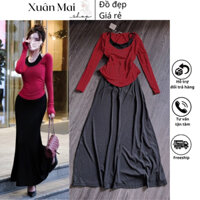 [FREESHIP] Đầm body nữ yếm kiểu khoen khoét eo một bên khoe dáng siêu xinh chất xốp dài 1m1 lên form đẹp