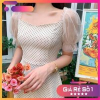 [Freeship] Đầm chấm bi phối tay voan 🌸