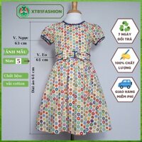 [Freeship] Đầm công chúa cho bé gái 2-12 tuổi dáng xòe tay ngắn phồng viền ren XT81Fashion, 100% cotton mềm mát