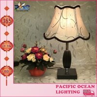 [Freeship] Đèn ngủ để bàn thân gỗ POC MB-8034 Đèn bàn chao vải kiểu dáng hiện đại
