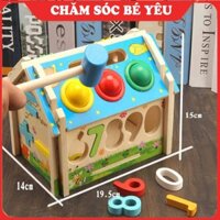 [FREESHIP] Đồ chơi NHÀ GHÉP HÌNH đập bóng, thả hình khối bằng gỗ, học số- phát triển nhận biết cho bé
