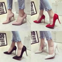 [Freeship đơn từ 150K]Giày cao gót da bóng mũi nhọn gót nhọn 7-10p siêu chảnh đế chắc chắn đi cực thích