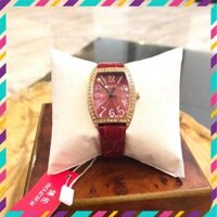 [Freeship] Đồng hồ nữ Bolun bầu dục viền đá mặt đỏ 3T Swatch