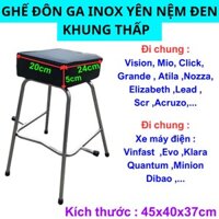 (freeship) Ghế yên nệm xe Grande , Ghế Đôn Ga Inox Yên Nệm Đen Khung Thấp Xe GRANDE , ATILA , NOZZA ,LEAD,SCR......