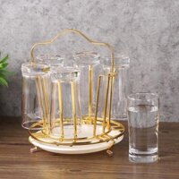 Freeship) giá úp ly cốc Inox mạ vang cao cấp kèm khay hứng nước tiện lợi sang trọng