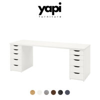 [Freeship Hà Nội] Bàn làm việc IKEA 2 tủ ngăn kéo 140x60x73cm mặt bàn dày 3cm gỗ MDF cao cấp YAPI-406