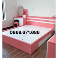 [Freeship Hà Nội] Giường Ngủ Gỗ Công Nghiệp Màu Hồng/Xanh Có Line trắng, 2 Ngăn Kéo