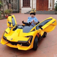 [Freeship Hà Nội] Ô Tô Điện LAMBOGHINI NEL 603 Cánh Mở Chéo 2 Động Cơ Tải Trọng 50KG, Kết Nối Bluetooth (Đỏ-Vàng-Xanh)