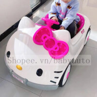 [Freeship Hà Nội] Ô Tô Điện Hello Kitty Dành Cho Bé Gái, 2 Động Cơ, Tải Trọng 50KG ,Điều Khiển Từ Xa Và Tự Lái (Trắng)