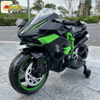 [Freeship Hà Nội] Xe Máy Mô Tô Điện NINJA H2R Bánh Có Đèn, 2 Động Cơ Cho Bé Tự Lái (Đỏ-Xanh-Đen-Trắng)