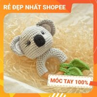 [FREESHIP + HANDMADE] Lục lạc cầm tay GẤU KOALA 1, móc tay 100% len chất lượng cao, an toàn tuyệt đối cho bé tập cầm nắm