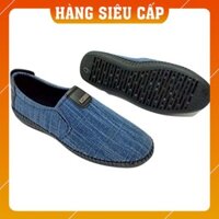 FreeShip - Hàng Cao Cấp Giày lười nam vải bố màu xanh -
