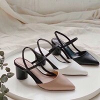 FreeShip - Hàng Loại 1 - Giày Sandal Bít Mũi Nữ Có Quai Hậu Gót Tròn Cao 5 cm  - Giày Cao Gót Bít Mũi Hở Gót Có Quai Hậu