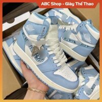 [FreeShip+ Hàng Xịn] Giày Jd1 xanh trắng dior da bóng mờ hot hít, Giầy JD1 Sneaker high xanh da trời nhạt dior * 🤼