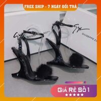 [FREESHIP + HÌNH THẬT] Giày sandal quai ngang gắn lông đế xuồng đi êm chân