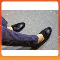 [Freeship - Hot Trend] Giày Da Nam Kiểu Dáng Hàn Quốc nơ chuông - Giày Da bò Thật - Bảo Hành Một Năm Mã 007