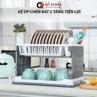 [Freeship] Kệ Chén Có Nắp Đậy 2 Tầng Kệ Úp Chén Bán Đa Năng Tủ Bếp Nhựa Cao Cấp Có Khay Thoát Nước Tiện Lợi