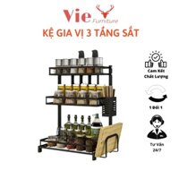 💗FREESHIP💗 KỆ GIA VỊ 3 TẦNG ĐẦY ĐỦ MÓC TREO, GIÁ DAO THỚT VÀ ỐNG ĐŨA , CHẤT LIỆU THÉP CAO CẤP SƠN TĨNH ĐIỆN