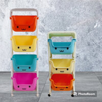 [FREESHIP] Kệ nhựa 3 Tầng 4 tầng Hình Gấu có bánh xe đa năng, làm Kê Đựng Đồ Chơi, Kệ Sách Cho Bé