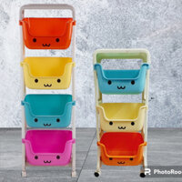 [FREESHIP] Kệ nhựa đa sắc 3 Tầng 4 tầng Hình Gấu có bánh xe đa năng, làm Kê Đựng Đồ Chơi, Kệ Sách Cho Bé Vinasu