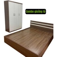 (FREESHIP LẮP ĐẶT HCM) Combo Giường Ngủ Sọc 1m4+ Tủ 3 Cánh Cao Cấp, Nội Thất Decor Phòng Hiện Đai