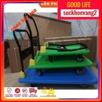 [FreeShip- Loại 1 Tốt Nhất] Xe Kéo Hàng, Xe Đẩy Hàng 4 Bánh Maxkiwi PT0089 Mẫu Mới- Bánh Xe Chống Ồn, Tay Đẩy Gấp Gọn