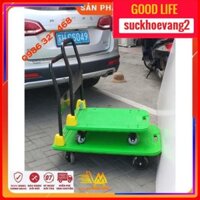 [FreeShip- Loại 1 Tốt Nhất] Xe Kéo Hàng, Xe Đẩy Hàng 4 Bánh Maxkiwi PT0089 Mẫu Mới- Bánh Xe Chống Ồn, Tay Đẩy Gấp Gọn