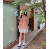 [FREESHIP, MẪU MỚI] VÁY, ĐẦM BUỘC DÂY NGỰC ÁO BABY DOLL CHẤT TƠ KÍNH HAI MÀU TRẮNG CAM XINH LUNG LINH  DỊU DÀNG NỮ TÍNH