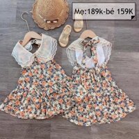 [Freeship] Mẹ và bé Váy hoa nhí cổ voan