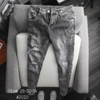 [FREESHIP] Quần Jean Nam Cao Cấp Co Dãn ms2015 Xám Trắng Rách Nhẹ Hàn Quốc_fashionneww