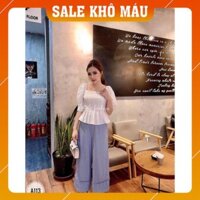[FreeShip – Sale sốc] Áo sơ mi nữ công sở cổ vuông xếp ly thân cao cấp A113 [Hàng VN]