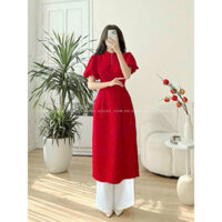 [FREESHIP] Set Áo Dài Cách Tân Thời Trang Mặc Đi Chơi Tết Cổ Tàu Đính Cườm Tay Phồng Nhẹ Nhàng Siêu Xinh QC🌹