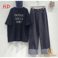 freeship Sét áo Do You + quần bò HDA0420, áo thun nam nữ, quần kaki, quần nữ, sét bộ mặc ở nhà -DH