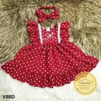 [FREESHIP] Set váy xinh đỏ chấm bi [HÀNG THIẾT KẾ] kèm turband,nơ