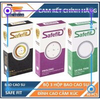 [FreeShip - Siêu Khuyến Mãi] Bộ 3 hộp bao cao su Safefit 4in1 - Prolong - Untra thin - mỗi hộp 12 chiếc