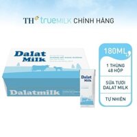 [FREESHIP] Thùng 48 hộp sữa tươi tiệt trùng vị tự nhiên Dalatmilk 180ml - Ko đường / Ít đường/ Có đường