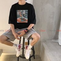 [FREESHIP TOÀN QUỐC] Áo thun IN HÌNH SUPRE MICKEY NAM - NỮ FORM RỘNG DÁNG DÀI CỔ TRÒN TAY LỠ UNISEX Freesize Màu Đen