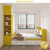 [FREESHIP TP.HCM] Combo giường kết hợp tủ áo màu vàng Finili kèm bàn học cho phòng ngủ của bé FNL12