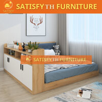[FREESHIP TPHCM ]Giường ngủ bệt kèm kệ sách phong cách Nhật thương hiệu STF thtết kế hiện đại cho nhà ở, căn hộ, home