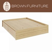 [FREESHIP TPHCM] Giường ngủ hiện đại BROWN gỗ MDF tự lắp đơn giản 2 hộc kéo B572