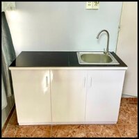 Freeship tphcm. Tủ bếp mini 1m2 nhựa Đài Loan có sẵn bồn rửa nội thất minh quang. Nhận làm theo yêu cầu